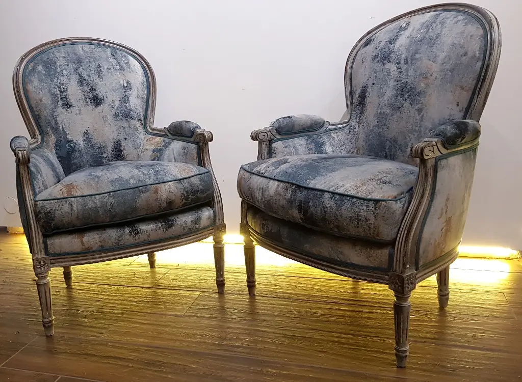 Bergères LOUIS XVI (velours bleu)